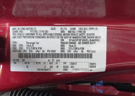 2014 Ford Focus Se from USA, damaged, VIN 1FADP3F26EL244562